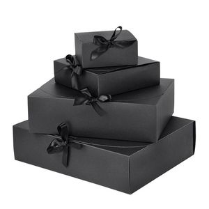Present Wrap 1pc Black Paperboard Box Diy Wedding For Gäster Small Business 31/27/16cm Event Party Christmas Candy Packaging Boxes