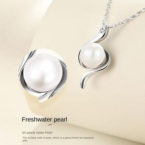 Pendant Necklaces S925 Sterling Silver Necklace Ladies Romantic Love Couple Jewelry Gift Fashion Geometric Freshwater Pearl Luxury