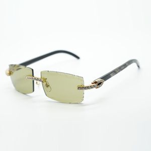 XL Diamond Cool Buffs Sunglasses Woow Eyewear 3524031 com lente de búfal de búfalo texturizada preta e lente cortada de 57 mm