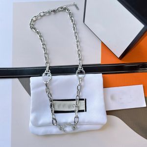 Luxury Designer Märke Double Letter Pendant Halsband Chokerkedja Silverpläterad Högkvalitativ tröja Halsband för kvinnor Bröllopsfest smycken Tillbehör