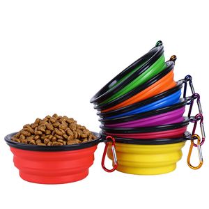 Tigelas de cães dobráveis ​​de silicone grandes tigelas de camping portáteis de camping tigela de cachorro grande cão de gato de gato para ração e água dh655