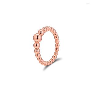 Klusterringar 2023 Rose Golden Jewelry String of Beads Ring Simple Design Kvinna för kvinnor Stapble Stylish Girl Gifts