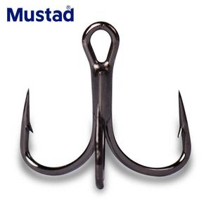 Fishing Hooks 10pcs/lot Mustad 2X Fishing Hooks 10#-3/0# Strengthen Strong Treble Hooks Super Sharp Solid Triple Barbed Fishhooks Tackle P230317