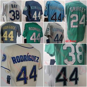 Mens Stitched Ken Griffey Jr. Baseball Jersey 38 Robbie RAY 44 Julio Rodriguez Jerseys