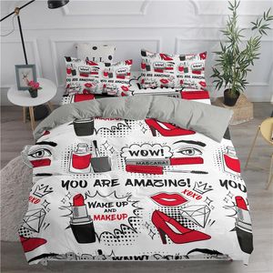 Bedding Sets ZEIMON 3D Set Sexy Lips Lipstick Print Duvet Cover Bedclothes With Pillowcase Bed 2/3pc Home Textiles For Adults