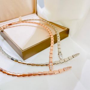 Designer Collection Style Dinner Party Chokers Necklace Head Tail Settings Diamond Plated Gold Color Snake Serpent Snakelike Thin Necklaces Pendants 3 Color