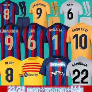 22 23 LEWANDOWSKI GAVI #6 Maglie da calcio Barcelonas Pedri Rosalia 4 ° Ansu Fati de futbol 2022 2023 camisetas camicie calcistiche camicie da calcio da uomo barca kit kit uniforme