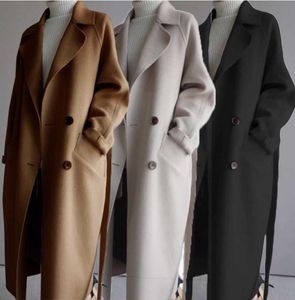 MEN039S Ceketler Uzun Trençkotlar Kadın Yün Karışmış Jacke 2022 Lüks Kış Giysileri Bayanlar Bej Zarif Kore Moda ve Wi6105211