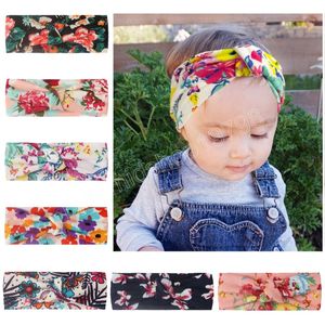 Vintage Flowers Wzorka Baby Girls Elastic Hairband Modna Modna Opaska na głowę Niemowlęce Fotografia