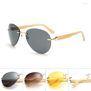 Sunglasses Wood Men Women Night Bamboo Drive Yellow Lens Vintage Square Male Female Sun Glasses For High QualitySunglasses