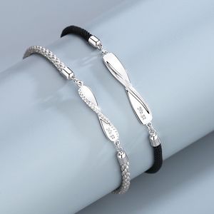 66sBracciali con ciondoli Bracciale di gioielli di design Coppia bracciale in argento sterling s925 con alfabeto per uomo e donna Corda intrecciata a mano regalo d'amore