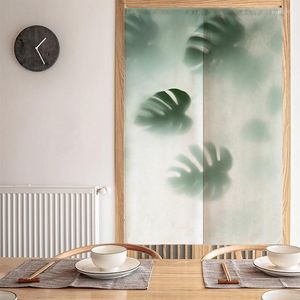 Curtain Simple Plant Silhouette Door Japanese Half-cut Partition Rod Short Window Hangings Kitchen Bedroom Decor