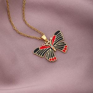 Pendant Necklaces Summer Women Suitable Size Vintage Insect Copper Black Red Colors Moissanite Butterfly Lover Kawaii Dainty Luxury Neck