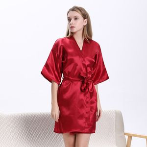 Satin Robe Female Intimate Lingerie Sleepwear Silky Bridal Wedding Gift Casual Kimono Gown Sexy Nightwear