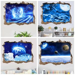 Väggklistermärken Creative 3D Space Galaxy Planet Universe Series Children's Room Broken Living Bedroom Decoration Sticker