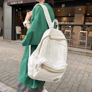 Backpack Fashion Canvas Female Kawaii Cute Trendy Student Women Girl College Cotton School Bag Solid Color Harajuku