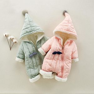 Jackor Fleece Infant Kids Baby Winter Cotton Snowsuit Diagonal dragkedja Design Born Girl Clothes for Boys Coats Hooded Mantle