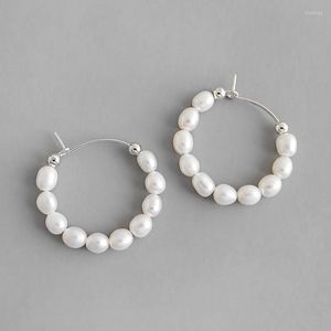 Hoop Earrings DAIWUJAN 925 Sterling Silver Pearl INS Freshwater Beaded Female Temperament Wild