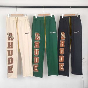 Hot Sale Good Quality 2023ss Rhude Fashion Sweatpants Men Loose Towel Embroidered Casual Pants Jogger Multi Pocket Trousers