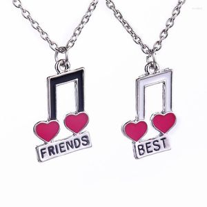 Pendant Necklaces Music Notes Friend For 2 BFF Heart Note Friends Forever Friendship Pendants Necklace Women Fashion Jewelry