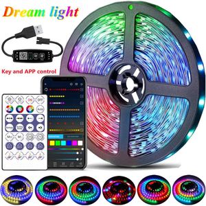 Tiras de led tira led luz ws2812b 1m-30m RGB 5050 String Fita de lâmpada flexível DC 5V USB Bluetooth TV TV Backlight Home Party Decoration P230315