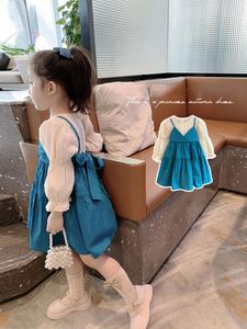 Abiti da ragazza Abbigliamento moda per ragazze 2023 Abito da principessa in cotone all'ingrosso con maniche a sbuffo per bambini in stile coreano carino per bambini primaverili