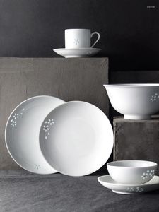 Miski w stylu Japonii ręcznie robiony biały zastawa stołowa Ceramiczna restauracja