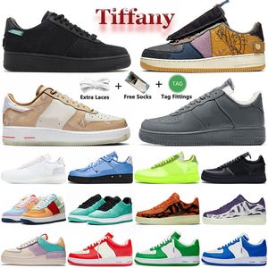 Men Women Airforces 1 One Low Running Shoes af1 Year of the Rabbit Tiffany Skeleton Offs White OW Black Goost Grey Light Green Travis Scotts Trainers Sneakers Sports