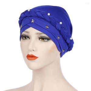 Ethnic Clothing Turban Beads Pearls Beanies Women Braids Chemo Cap Cancer Hat Muslim Hijab Bonnet Hair Loss Head Cover Scarf Wrap