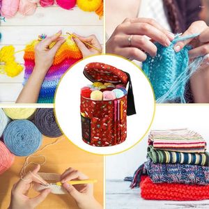 Storage Bags Cylinder Yarn Bag Christmas Wool Knitting Sewing Tools Tote Handbag Weaving Crochet Hooks Needles Travel Organizer