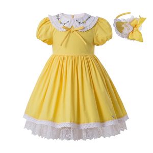 Girl Dresses Girl's Wholesale Yellow Birthday Holidays Party Elegant For Children Barn Girls Toddler Storlek 2 3 4 6 9 10 12 14ygirl's
