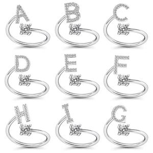 26 anelli con lettere misura regolabile anelli iniziali per amici regalo di compleanno argento/oro