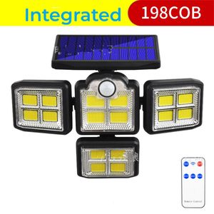 مصابيح شمسية LED في الهواء الطلق ، مصباح الجدار 192 LED 2400LM Motion Sensor Lights ، التحكم عن بُعد ، 4 رؤساء أمن الضوء ، مقاوم للماء ، 270 درجة جدار ضوء 3 أوضاع حديقة غارارا