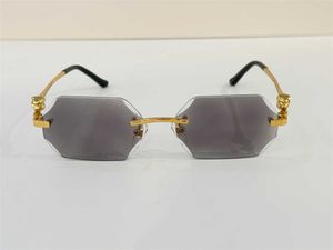Photochrome Herren-Marken-Sonnenbrille, Herren-Brille, Linsenfarben, die sich im Sonnenschein von kristallklar zu dunklem Leoparden-Diamantschliff randlos ändern 2819