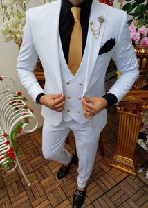 Abiti da uomo 2023 Bianco Ultimi disegni Abito da uomo Slim Fit 2 pezzi Giacca Cappotto Smoking da sposa Custom Made Prom Abbigliamento maschile Costume Homme