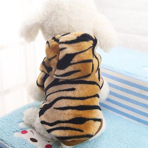 Roupas para cães Moda Tigre Padrão Casacos Transformados Roupas para Animais de Estimação Trajes de Inverno Jaquetas com Capuz de Flanela Para Pequenos339S