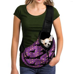 Siedzisko samochodu dla psów Cute Bone Sausage Print Carrier dla psów oddychające zwierzak z siatką noszącą akcesoria torby crossbody Perros Acsorios