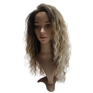 Ombre color Euramerican women's long curly synthetic wig Women's natural wavy wig heat resistant Cosplay hair