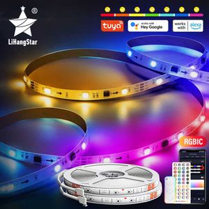 LED Şeritler Rgbic LED Strip Alexa Google Home Renk Değişen LED Hafif Müzik Senkronizasyon Tuka Wifi Yatak Odası Tavan Oyun Odası P230315