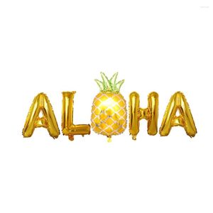 Party Decoration 16 Inch Metallic Mylar Hawaiian Gold ALOHA Foil Pineapple Helium Balloons Hawaii Tropical Celebration Decorations