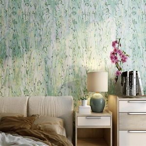 Wallpapers Nordic Garden Flowers And Green Purple Wallpaper American Style Retro Living Room Bedroom Background Wall Papers Behang