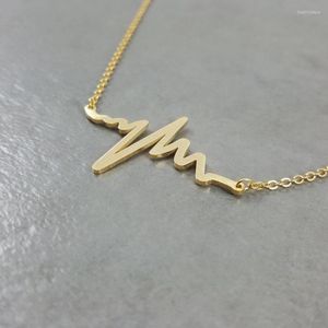 Hänge halsband livslinje puls hjärtslag halsband kvinnor män minimalistisk smycken rostfritt stål kedja havsvåg krage boho