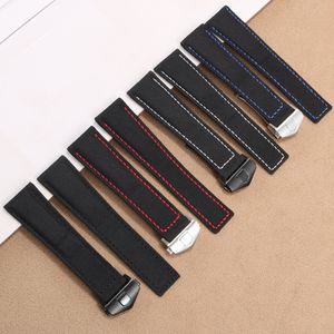 22mm Watch Band Deployment Clasp Canvas Leathe Strap for Tagheuer Watch