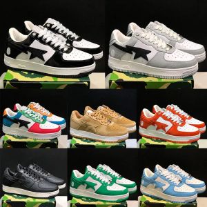 Bapestar 캐주얼 신발 SK8 로우 남성 여성 신발 신발 검은 흰색 녹색 블루 스웨이드 남성 여성 트레이너 야외 스포츠 운동화를 걷는 조깅 상자