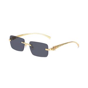 Mode-Accessoires Katie Sonnenbrillen für Herren Designerbrillen Stereoskopische Leopardenkopf-Metallquadratrahmenlose Sonnenbrillen UV400-Sonnenbrillen für Damen