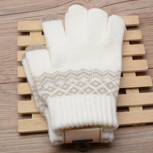 Five Fingers Gloves Winter Men/Women Warm Jacquard Stretch Knit Female Print Magic Accessories Wool Full Finger Thicken Mittens