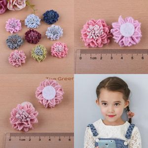 装飾的な花の花輪20pcs/lot 3style worsted fabric Stamen for Girls Kids 'HairアクセサリーCORSAGEとHAIRBAND DIY Materialde