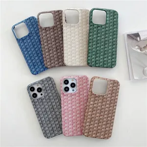 Pletający się skórzany Vogue Case do iPhone'a 14 13 12 11 Pro Max XR XS 7 8 Plus SE2 SE2 Trwałe, Slim Solid Color Tkane anty-Skid Ochronne powłoki wstrząsowe