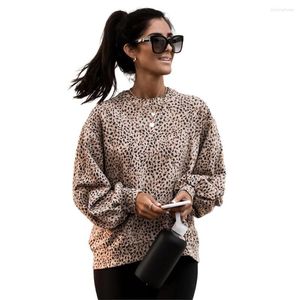 Women's Hoodies Shi Ying's Leopard Print Hoodless Sweatshirt In Autumn Is 25312740 For Women's Loose Long-sleeved Tops