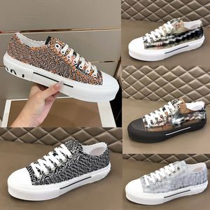 Designers Vintage Print Check Striped Sneakers Flats Shoes Low-top Gabardine Men Lettering Plaid Canvas Shoe eur 36-46